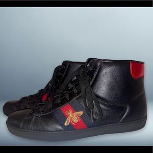 Gucci Bee Black High Top Sneakers